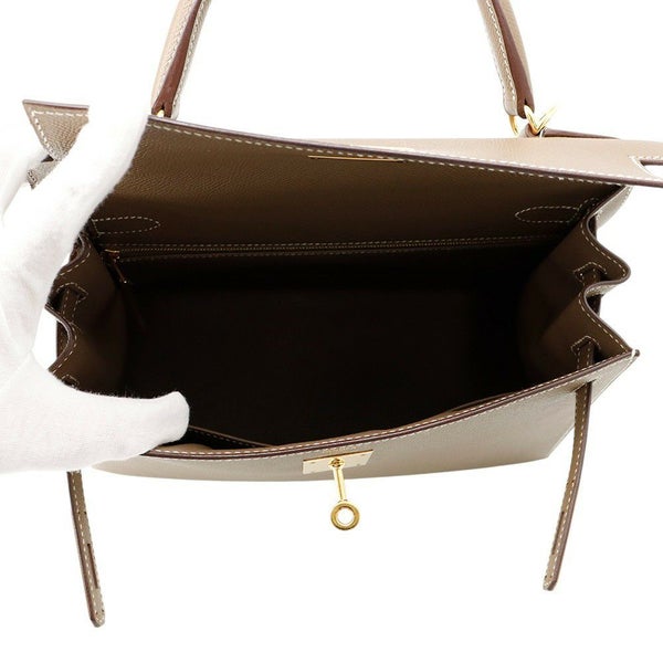 エルメス ハンドバッグ ケリー28 外縫い エトゥープ/ゴールド金具 エプソン Y刻印 2wayショルダー