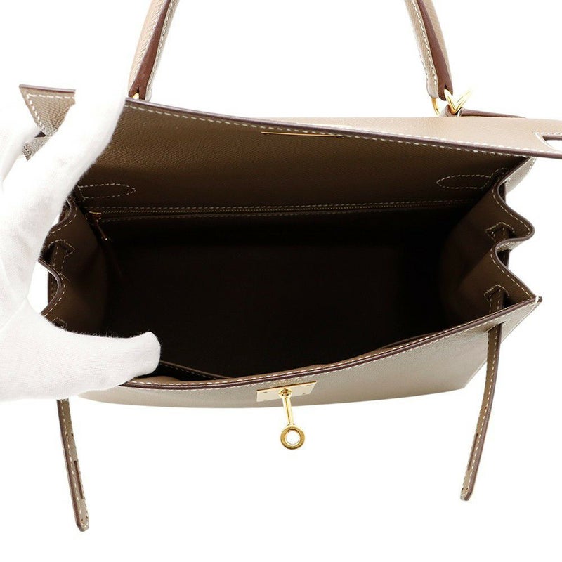 エルメス ハンドバッグ ケリー28 外縫い エトゥープ/ゴールド金具 エプソン Y刻印 2wayショルダー