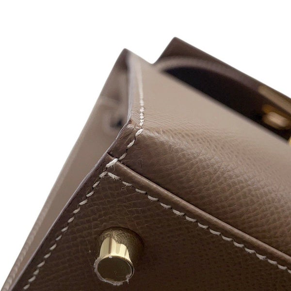 エルメス ハンドバッグ ケリー28 外縫い エトゥープ/ゴールド金具 エプソン Y刻印 2wayショルダー