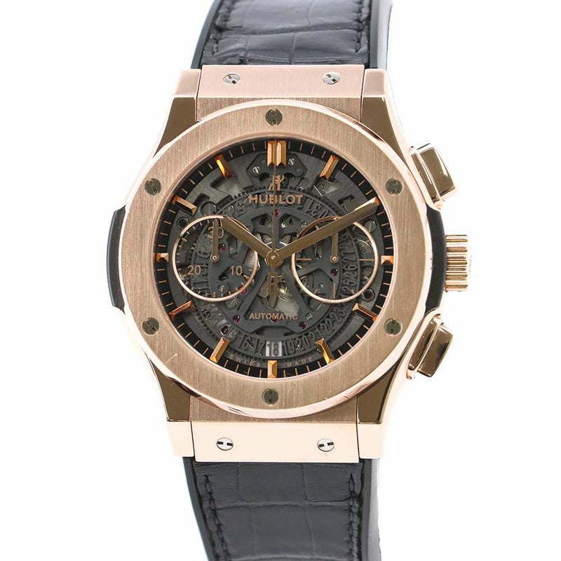 ウブロ クラシック フュージョン アエロ クロノグラフ キングゴールド 525.OX.0180.LR スケルトン 黒文字盤