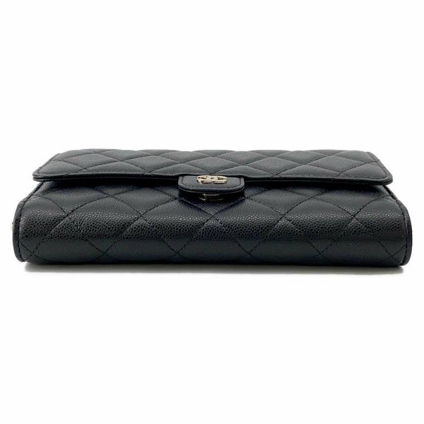 シャネル チェーンウォレット ココマーク マトラッセ フォンケース キャビアスキン AP3876 CHANEL 黒