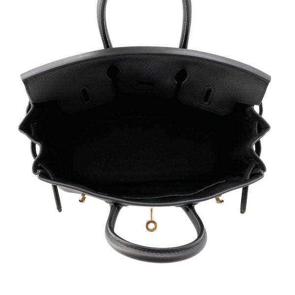 エルメス バーキン25 ブラック/シャンパンゴールド金具 トゴ K刻印 HERMES Birkin ハンドバッグ 黒