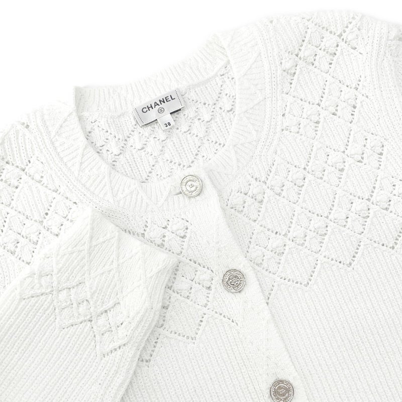 シャネル カーディガン ココマーク コットン レディースサイズ38 P79194 CHANEL 白