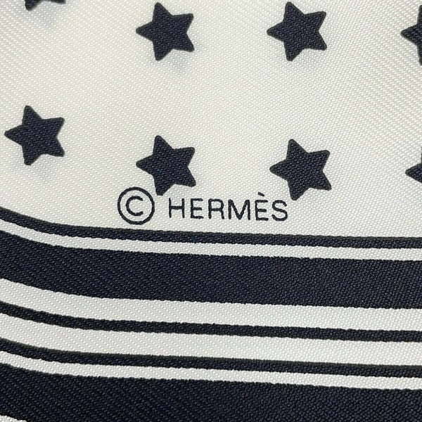 エルメス スカーフ カレ70 バンダナ フリル ブリッド・ドゥ・ガラ・ドット シルク HERMES 白 黒