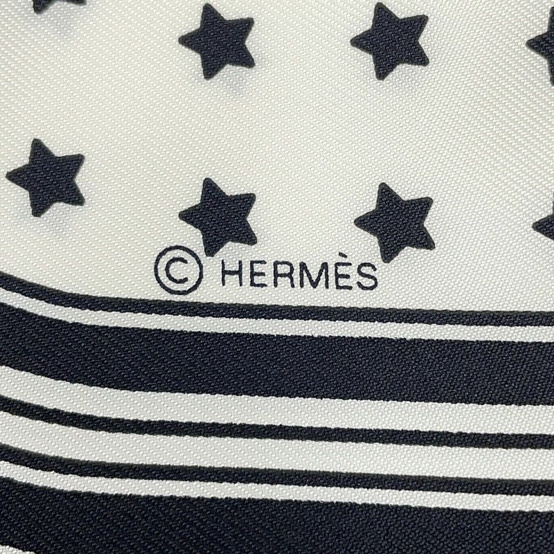 エルメス スカーフ カレ70 バンダナ フリル ブリッド・ドゥ・ガラ・ドット シルク HERMES 白 黒