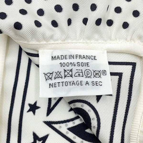 エルメス スカーフ カレ70 バンダナ フリル ブリッド・ドゥ・ガラ・ドット シルク HERMES 白 黒