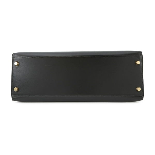 エルメス ハンドバッグ ケリー32 外縫い ブラック/ゴールド金具 ボックスカーフ □C刻印 2wayショルダー 黒