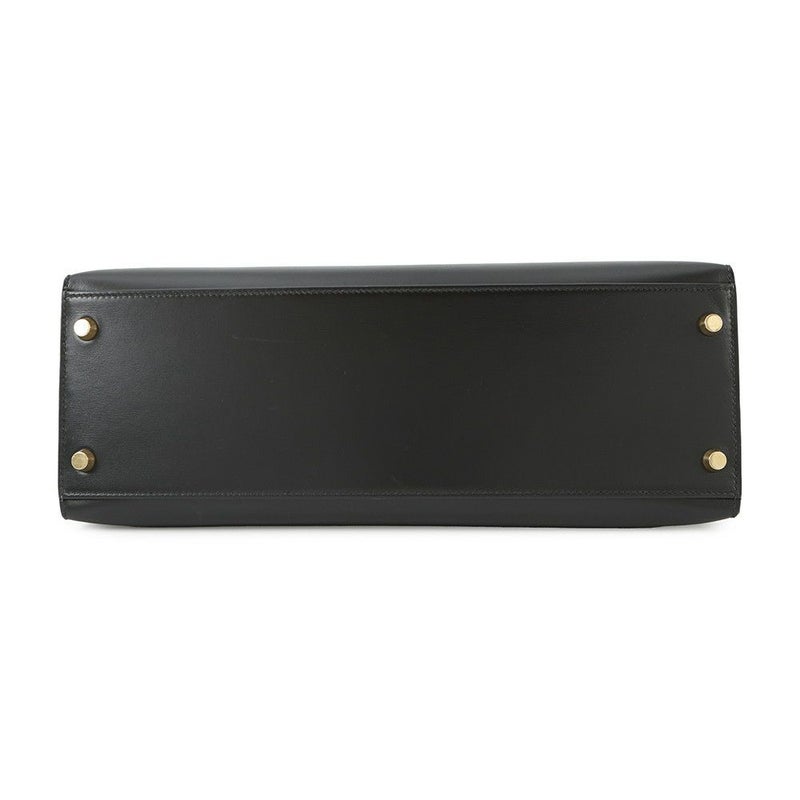 エルメス ハンドバッグ ケリー32 外縫い ブラック/ゴールド金具 ボックスカーフ □C刻印 2wayショルダー 黒