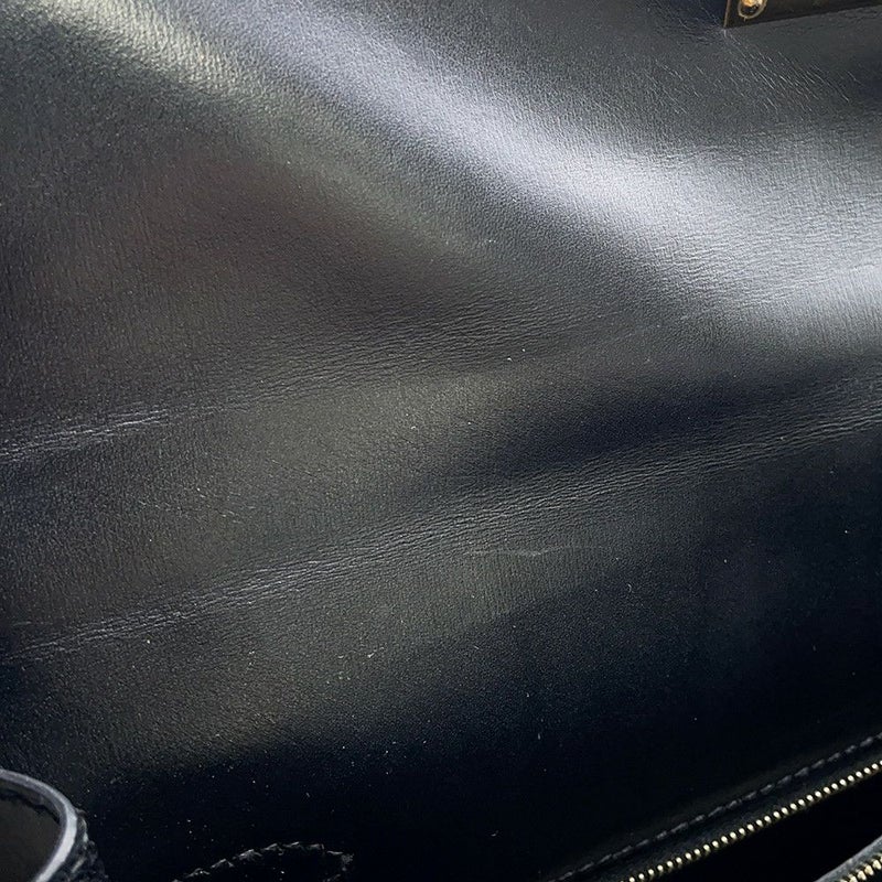 エルメス ハンドバッグ ケリー32 外縫い ブラック/ゴールド金具 ボックスカーフ □C刻印 2wayショルダー 黒