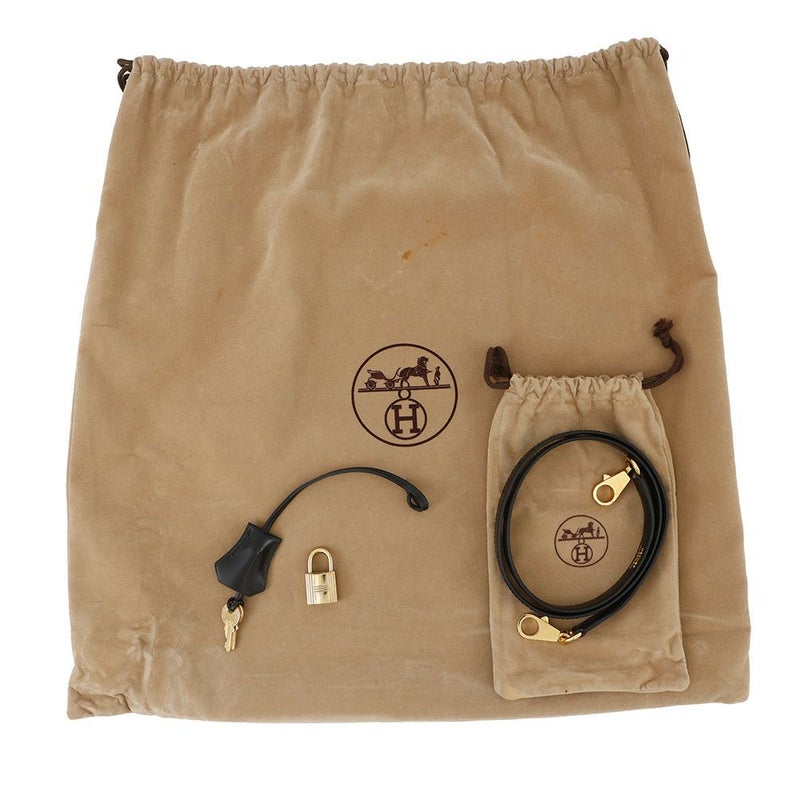 エルメス ハンドバッグ ケリー32 外縫い ブラック/ゴールド金具 ボックスカーフ □C刻印 2wayショルダー 黒