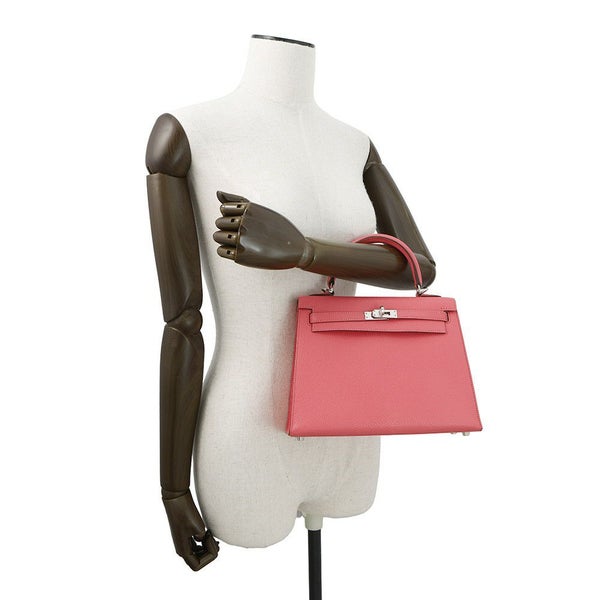 エルメス ハンドバッグ ケリー25 外縫い ローズリップスティック/シルバー金具 シェブルミゾル Y刻印 2wayショルダー