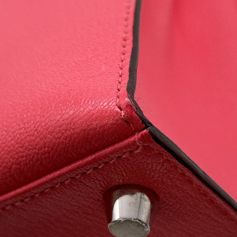 エルメス ハンドバッグ ケリー25 外縫い ローズリップスティック/シルバー金具 シェブルミゾル Y刻印 2wayショルダー