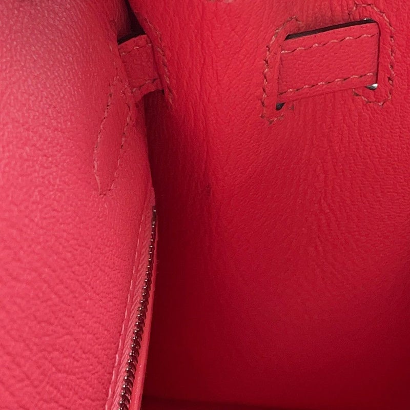 エルメス ハンドバッグ ケリー25 外縫い ローズリップスティック/シルバー金具 シェブルミゾル Y刻印 2wayショルダー