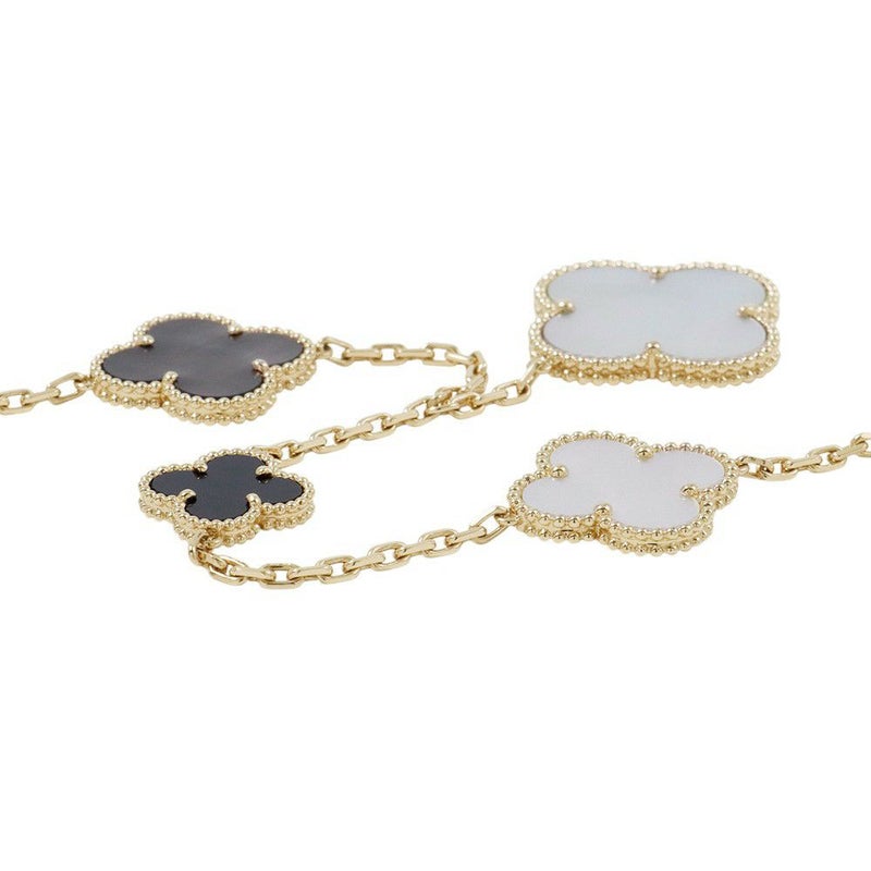 ヴァンクリーフ＆アーペル マジック アルハンブラ 5モチーフ ホワイト&グレー マザーオブパール/オニキス K18YG VCARD78700