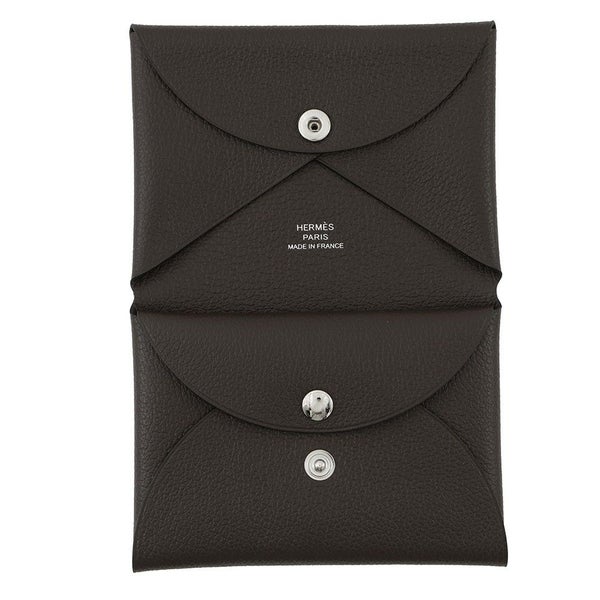 エルメス コインケース カルヴィ デュオ モカ/シルバー金具 エバーカラー B刻印 HERMES 財布