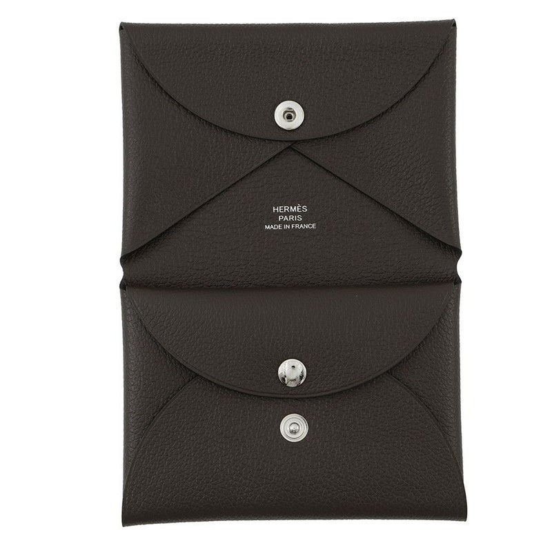 エルメス コインケース カルヴィ デュオ モカ/シルバー金具 エバーカラー B刻印 HERMES 財布