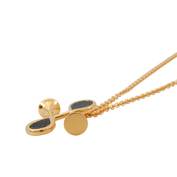 エルメス ネックレス コル H ブラック/ゴールド金具 HERMES アクセサリー 黒