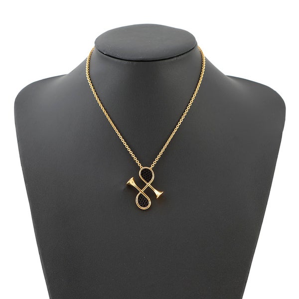 エルメス ネックレス コル H ブラック/ゴールド金具 HERMES アクセサリー 黒