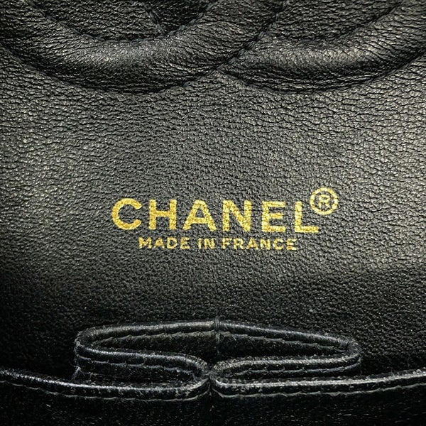シャネル チェーンショルダーバッグ COCOプリント マトラッセ25 ココマーク ダブルチェーン キャンバス A01112 CHANEL 黒