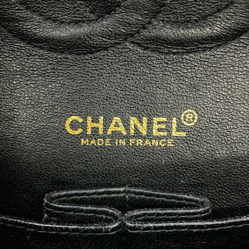 シャネル チェーンショルダーバッグ COCOプリント マトラッセ25 ココマーク ダブルチェーン キャンバス A01112 CHANEL 黒