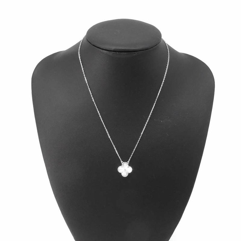 ヴァンクリーフ&アーペル ネックレス ヴィンテージ アルハンブラ ペンダント ギヨシェ K18WGホワイトゴールド VCARP9XG00