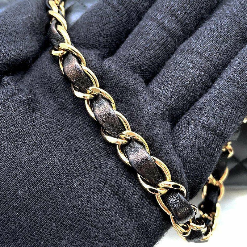 シャネル チェーンショルダーバッグ マトラッセ25 ココマーク ラムスキン ダブルチェーン A01112 CHANEL 黒