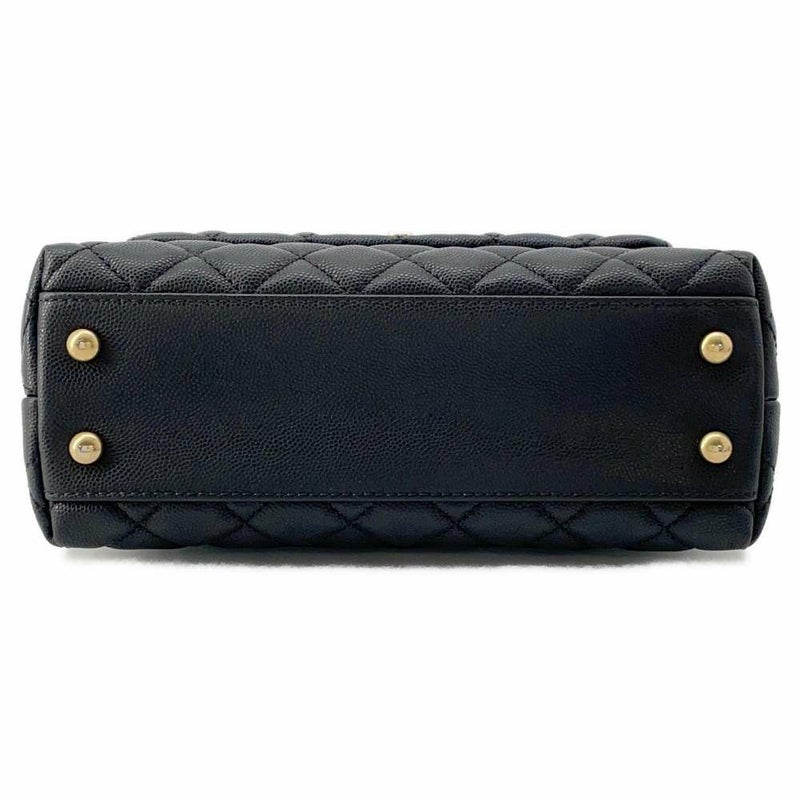 シャネル ハンドバッグ マトラッセ ココマーク ココハンドル キャビアスキン リザード A92990 2wayショルダー 黒