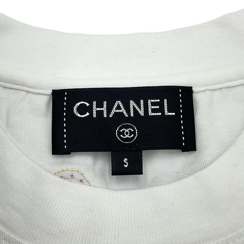 シャネル 半袖Tシャツ ファレル・ウィリアムス ビーズ装飾 コットン レディースサイズS P61052 CHANEL アパレル 白