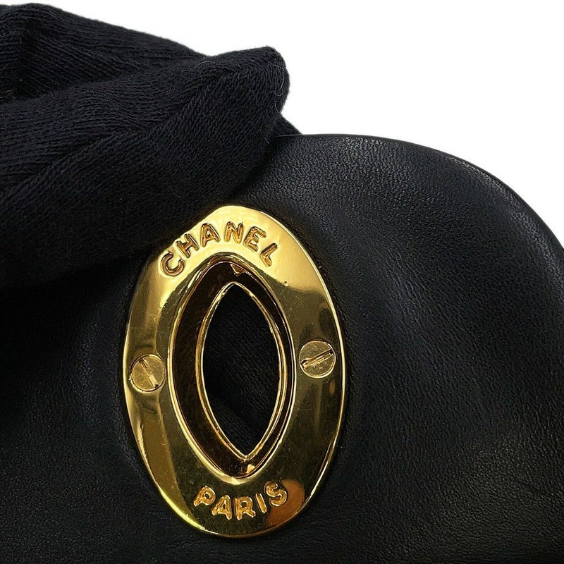 シャネル チェーンショルダーバッグ マトラッセ33 ココマーク Wチェーン ラムスキン CHANEL デカマト 黒