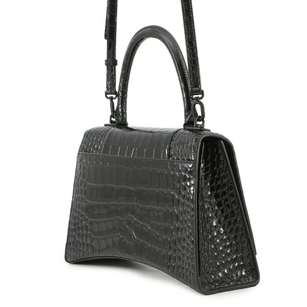 バレンシアガ ハンドバッグ アワーグラス ミディアム クロコダイル型押しレザー 619668 BALENCIAGA 2way 黒