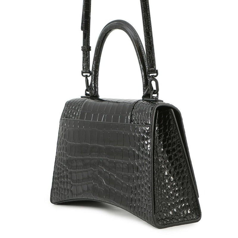 バレンシアガ ハンドバッグ アワーグラス ミディアム クロコダイル型押しレザー 619668 BALENCIAGA 2way 黒