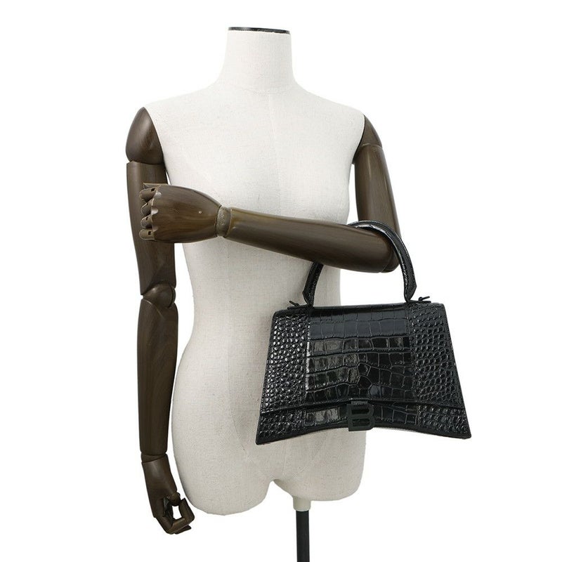 バレンシアガ ハンドバッグ アワーグラス ミディアム クロコダイル型押しレザー 619668 BALENCIAGA 2way 黒