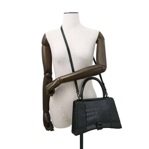 バレンシアガ ハンドバッグ アワーグラス ミディアム クロコダイル型押しレザー 619668 BALENCIAGA 2way 黒