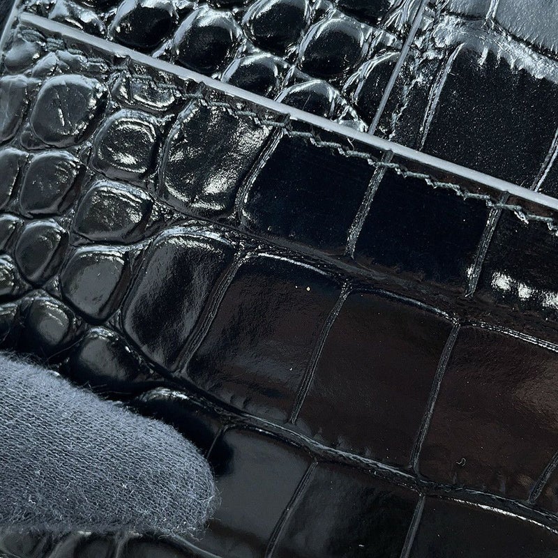 バレンシアガ ハンドバッグ アワーグラス ミディアム クロコダイル型押しレザー 619668 BALENCIAGA 2way 黒