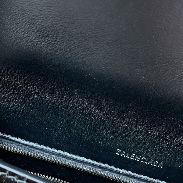バレンシアガ ハンドバッグ アワーグラス ミディアム クロコダイル型押しレザー 619668 BALENCIAGA 2way 黒