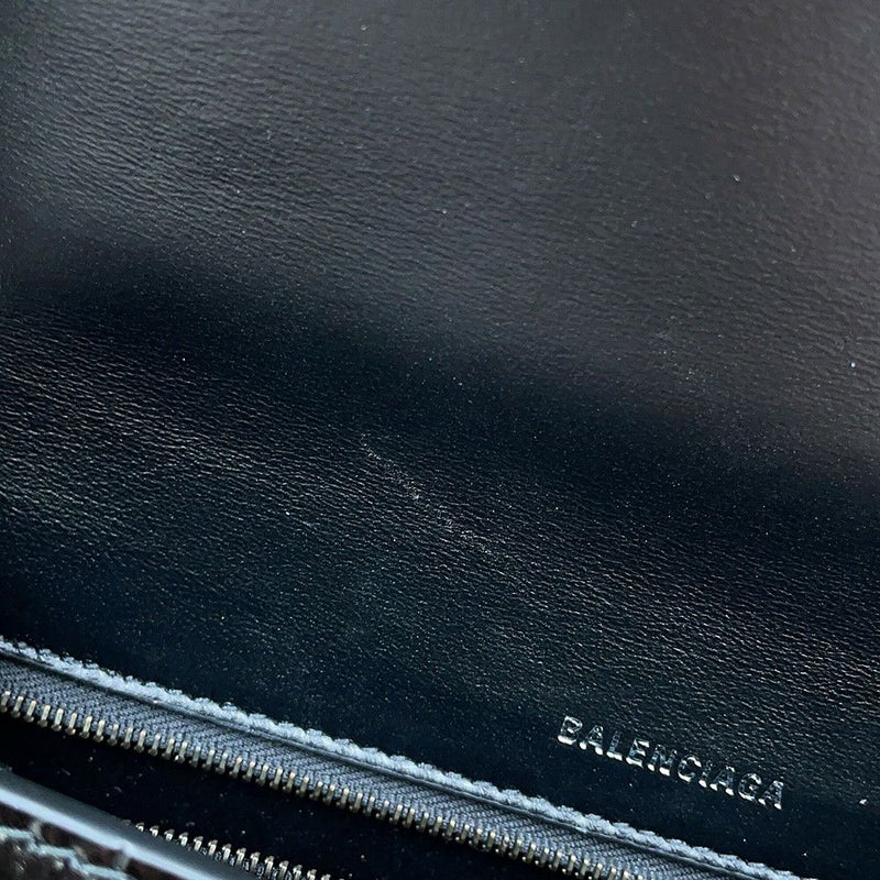 バレンシアガ ハンドバッグ アワーグラス ミディアム クロコダイル型押しレザー 619668 BALENCIAGA 2way 黒