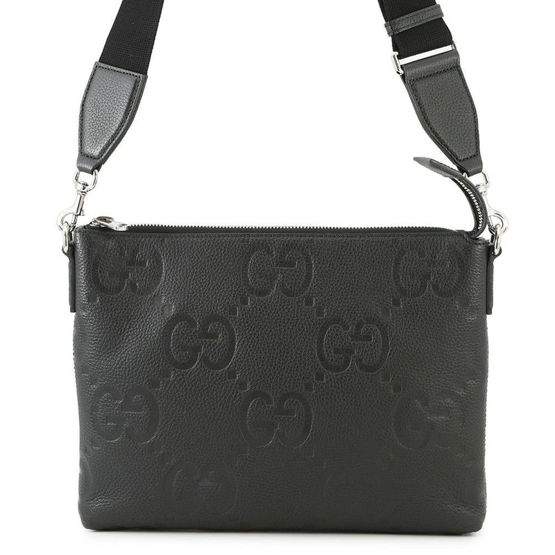 グッチ クラッチバッグ ジャンボGG クロスボディバッグ ミディアム レザー 696009 GUCCI ショルダーバッグ 黒