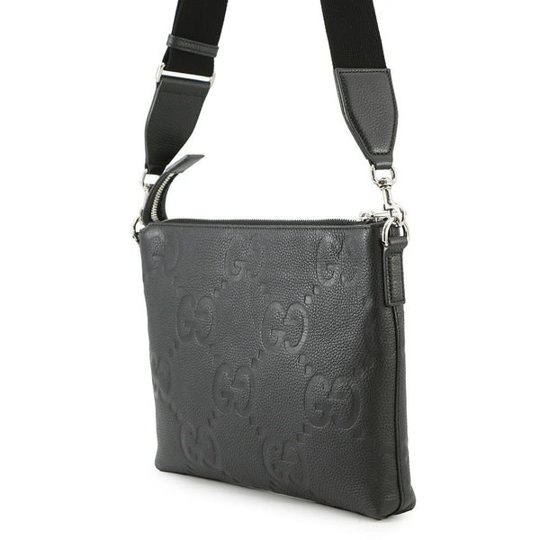 グッチ クラッチバッグ ジャンボGG クロスボディバッグ ミディアム レザー 696009 GUCCI ショルダーバッグ 黒