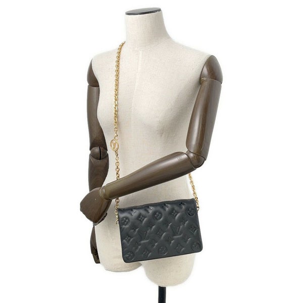 ルイヴィトン チェーンショルダーバッグ モノグラム ラムレザー ポシェット・クッサン M82116 ヴィトン ブラック 黒