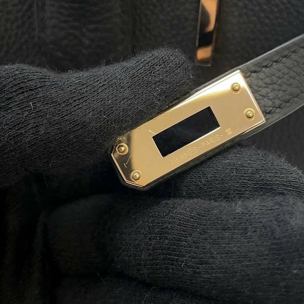 エルメス バーキン25 ブラック/ピンクゴールド金具 トゴ U刻印 HERMES Birkin ハンドバッグ 黒