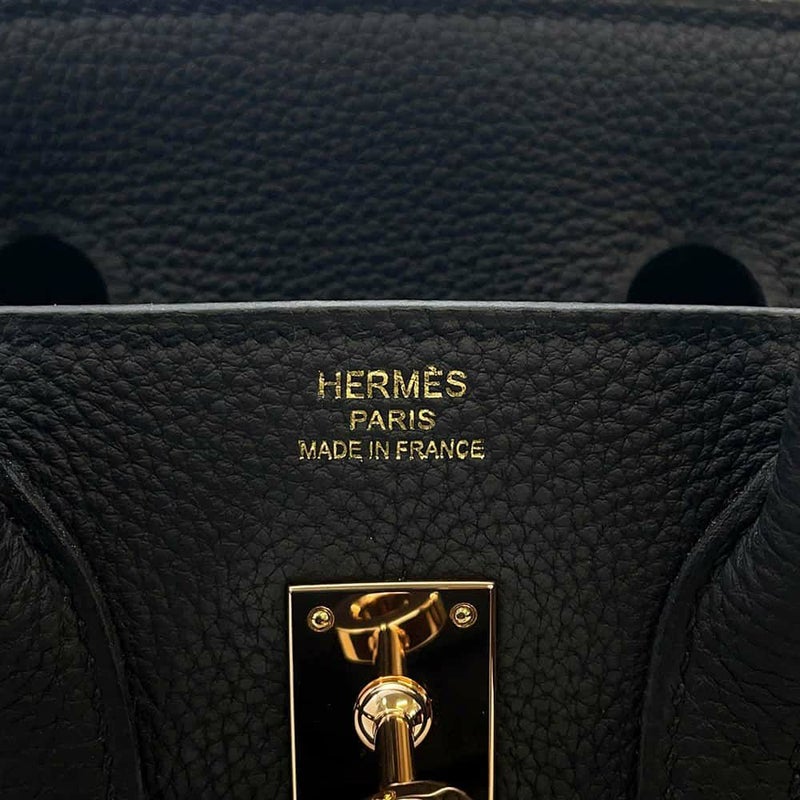 エルメス バーキン25 ブラック/ピンクゴールド金具 トゴ U刻印 HERMES Birkin ハンドバッグ 黒