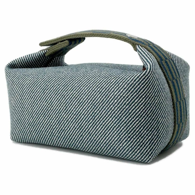 エルメス ポーチ ブリッド・ア・ブラックPM Hナッテ ブルーアビス/シルバー金具 キャンバス HERMES