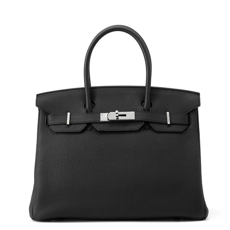 エルメス バーキン30 ブラック/シルバー金具 トゴ T刻印 HERMES Birkin ハンドバッグ 黒