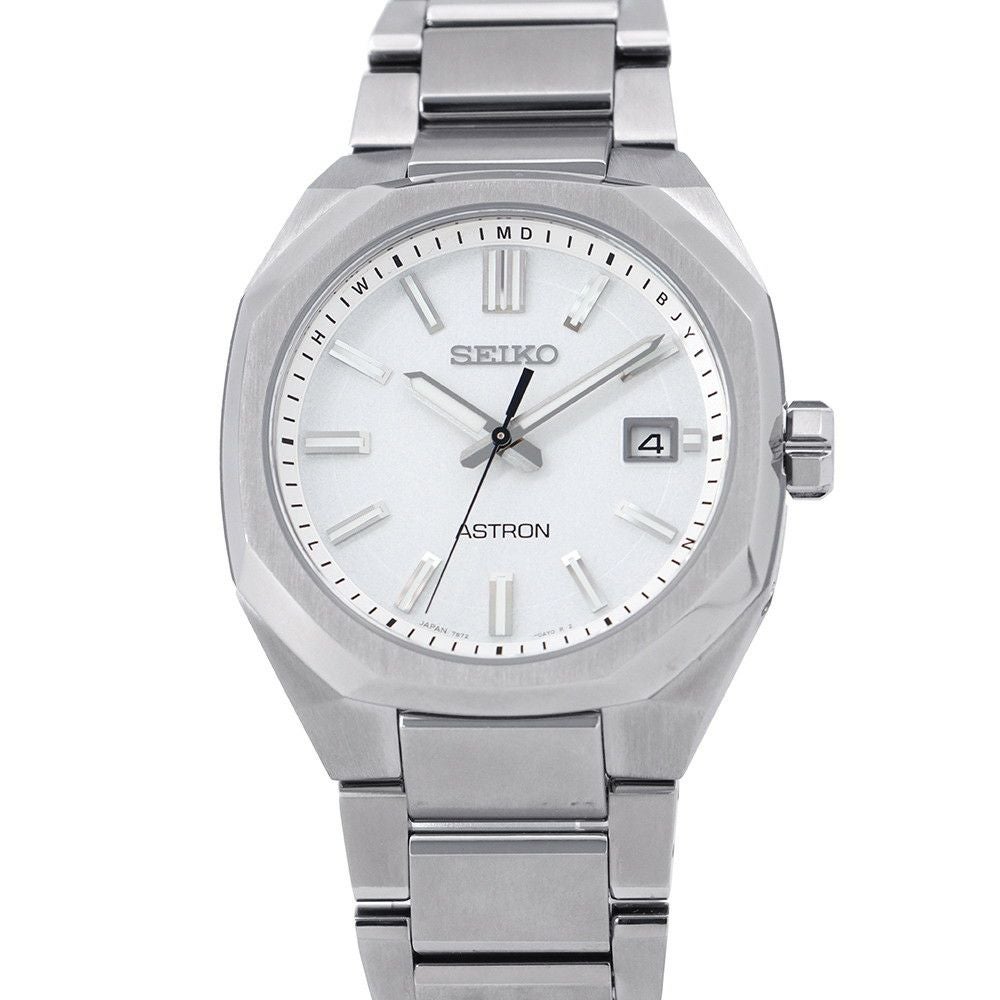 メンズ SEIKO ソーラー電波時計 ホワイト文字盤