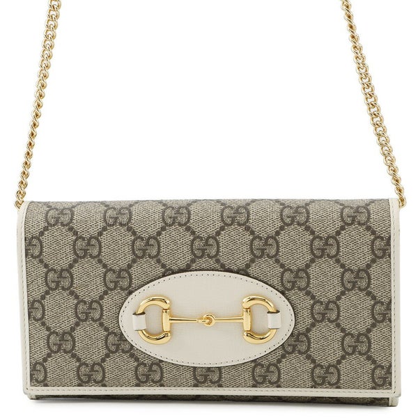 グッチ チェーンウォレット ホースビット 1955 PVC レザー ミラー付き 621888 GUCCI 長財布 白