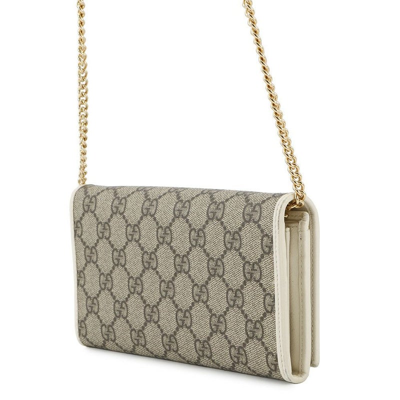 グッチ チェーンウォレット ホースビット 1955 PVC レザー ミラー付き 621888 GUCCI 長財布 白