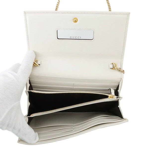 グッチ チェーンウォレット ホースビット 1955 PVC レザー ミラー付き 621888 GUCCI 長財布 白