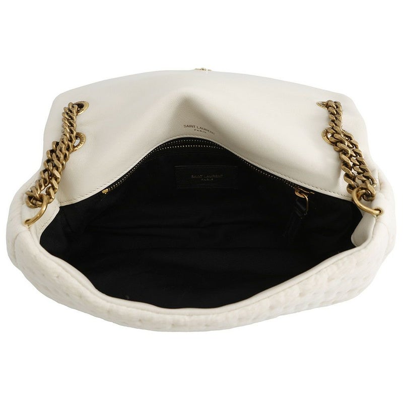 サンローランパリ チェーンショルダーバッグ カリプソ コットン 734153 SAINT LAURENT PARIS 白