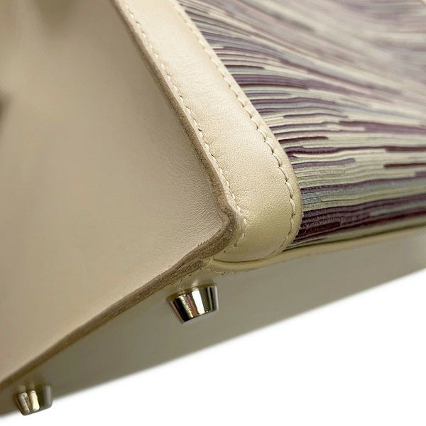 エルメス ハンドバッグ ケリー35 外縫い ベージュ/マルチカラー/シルバー金具 ヴィブラート □E刻印 2wayショルダー