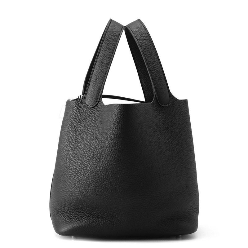 エルメス ハンドバッグ ピコタンロックMM ブラック/シルバー金具 トリヨンクレマンス W刻印 黒